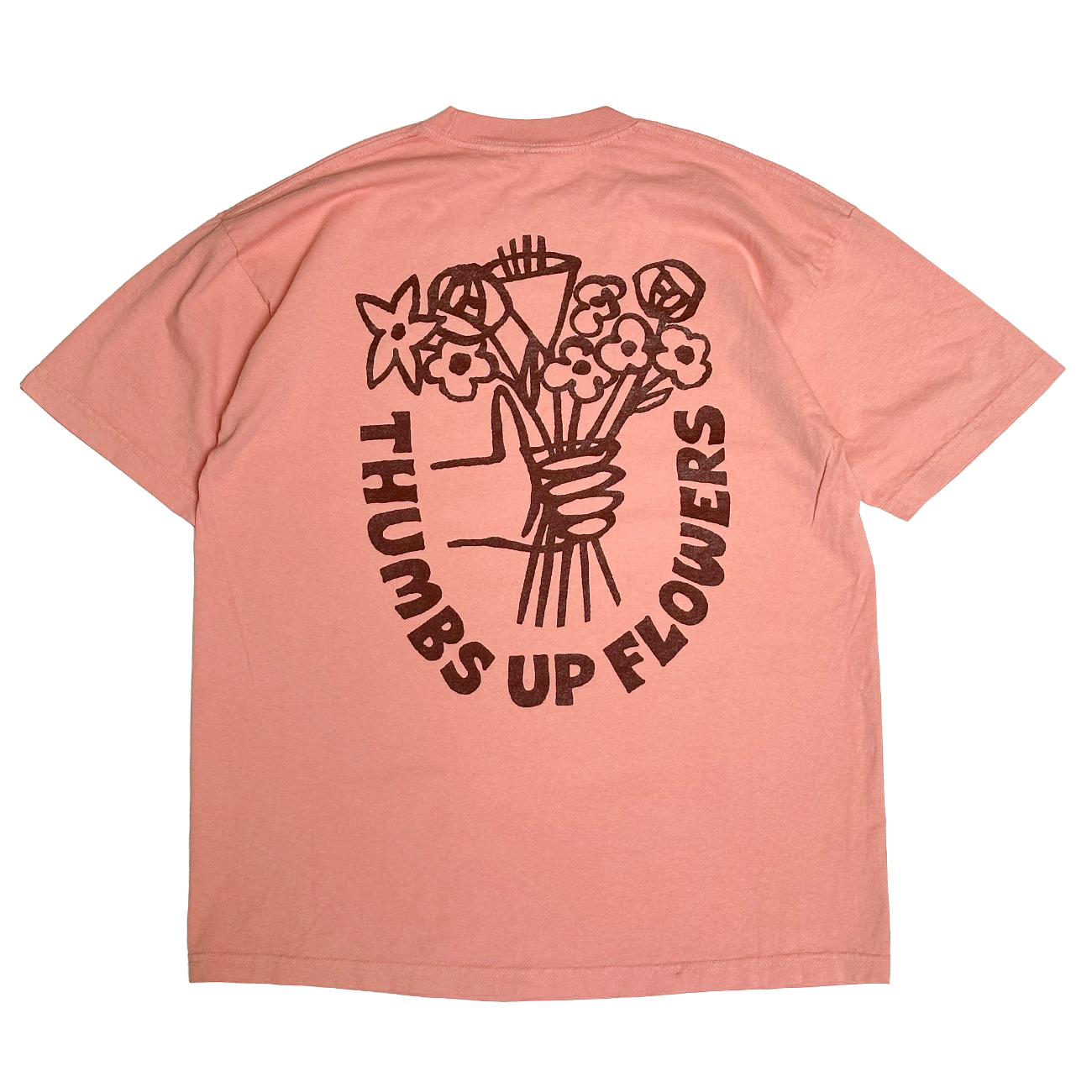 Thumbs Up Flowers Logo T-shirt -Salmon
