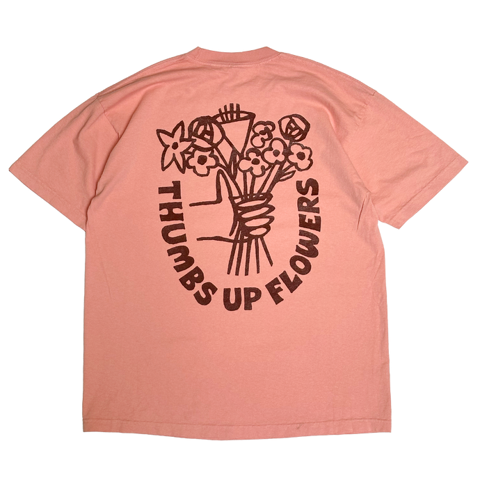 Thumbs Up Flowers Logo T-shirt -Salmon